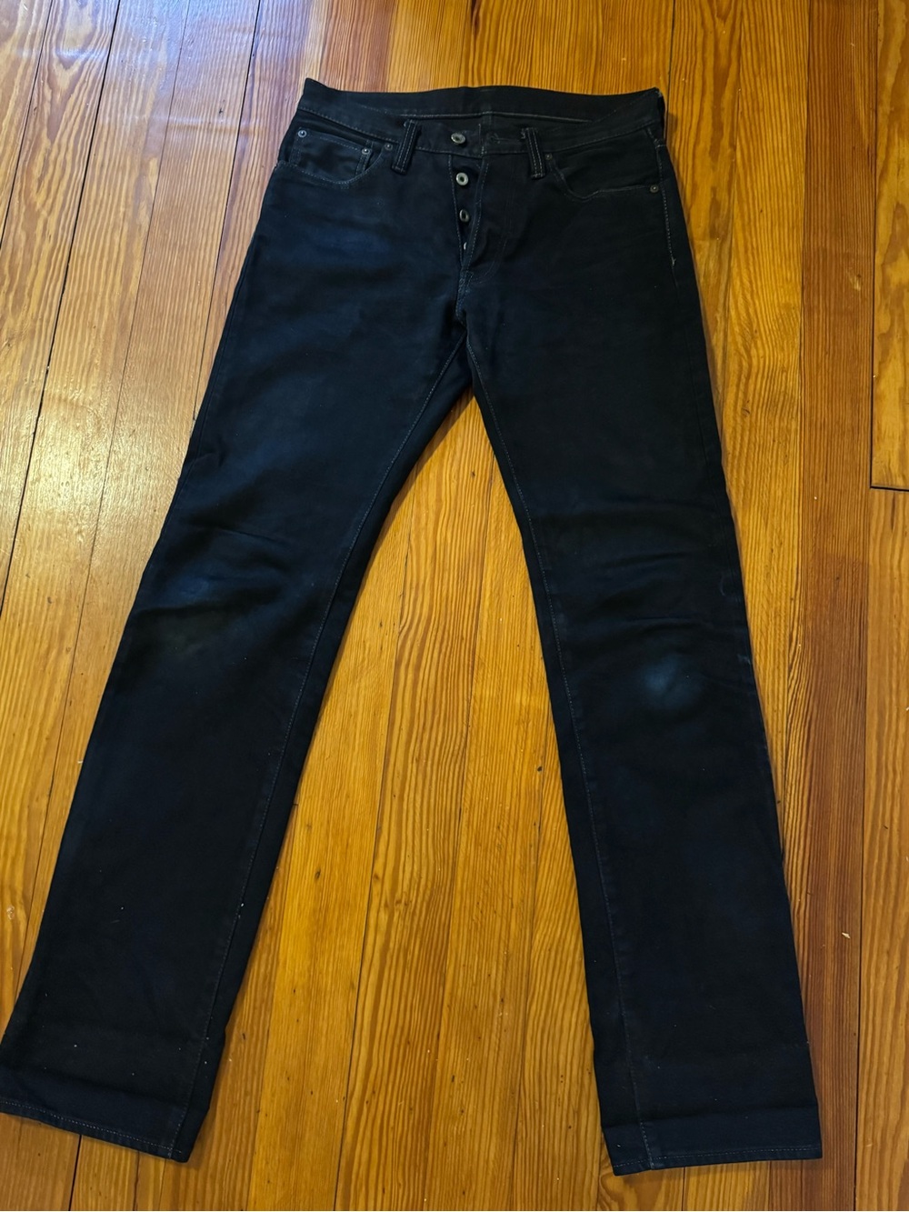 Iron Heart 634S 31x36 Straight Cut 14oz Black over dyed indigo Selvedge jeans